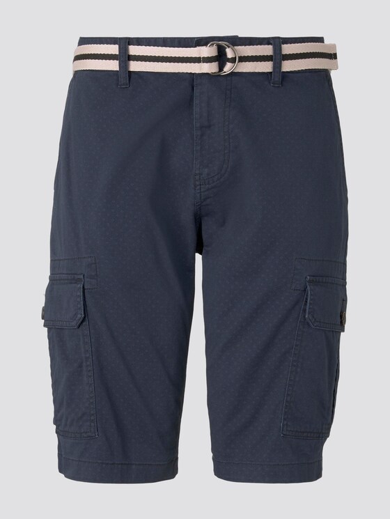Gemusterte Cargo-Shorts mit Gürtel - Männer - blue dot minimal design Gemusterte Cargo-Shorts mit Gürtel - Männer - blue dot minimal design - 7 - TOM TAILOR