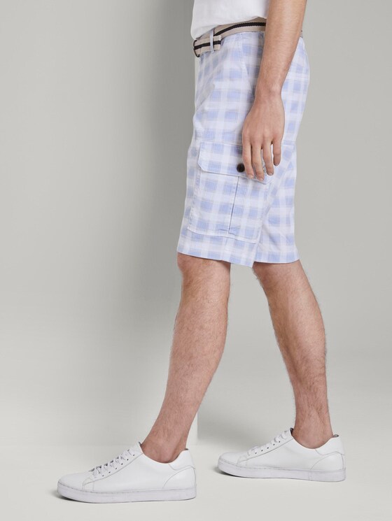 Gemusterte Cargo-Shorts mit Gürtel - Männer - light check design Gemusterte Cargo-Shorts mit Gürtel - Männer - light check design - 11 - TOM TAILOR