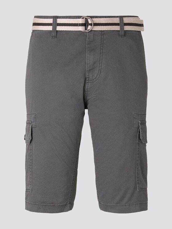 Gemusterte Cargo-Shorts mit Gürtel - Männer - grey small t design Gemusterte Cargo-Shorts mit Gürtel - Männer - grey small t design - 7 - TOM TAILOR