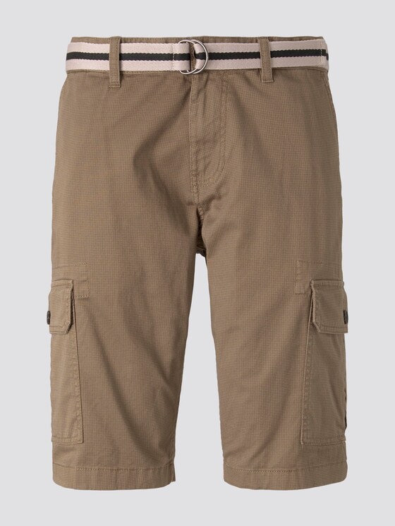 Gemusterte Cargo-Shorts mit Gürtel - Männer - beige small t design Gemusterte Cargo-Shorts mit Gürtel - Männer - beige small t design - 7 - TOM TAILOR