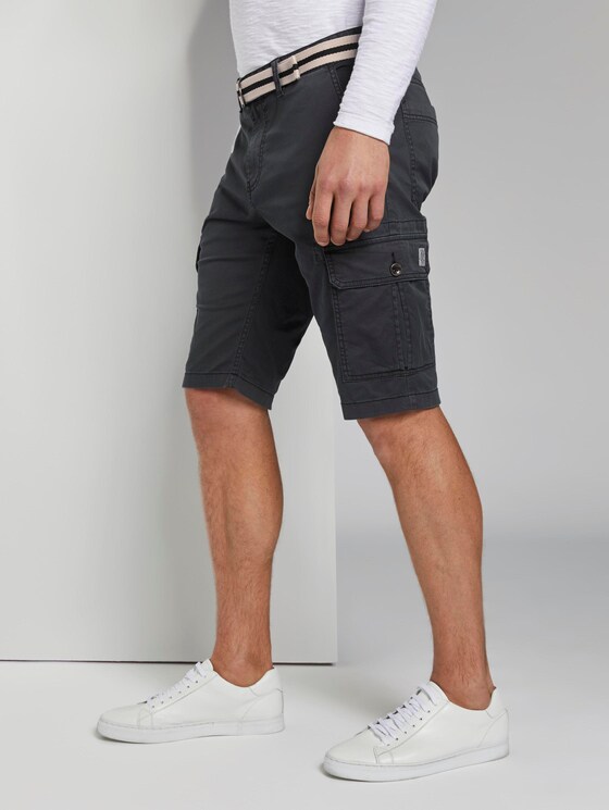 Gemusterte Cargo-Shorts mit Gürtel - Männer - blue small t design Gemusterte Cargo-Shorts mit Gürtel - Männer - blue small t design - 11 - TOM TAILOR