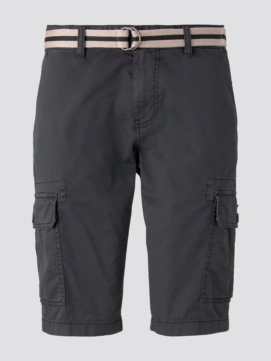 Gemusterte Cargo-Shorts mit Gürtel - Männer - blue small t design Gemusterte Cargo-Shorts mit Gürtel - Männer - blue small t design - 7 - TOM TAILOR