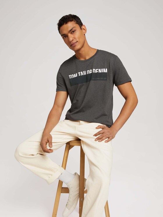 T-Shirt mit Print - Männer - Anthracite Melange - 5 - TOM TAILOR Denim