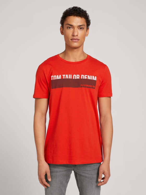 T-Shirt mit Print - Männer - blood orange T-Shirt mit Print - Männer - blood orange - 1 - TOM TAILOR Denim