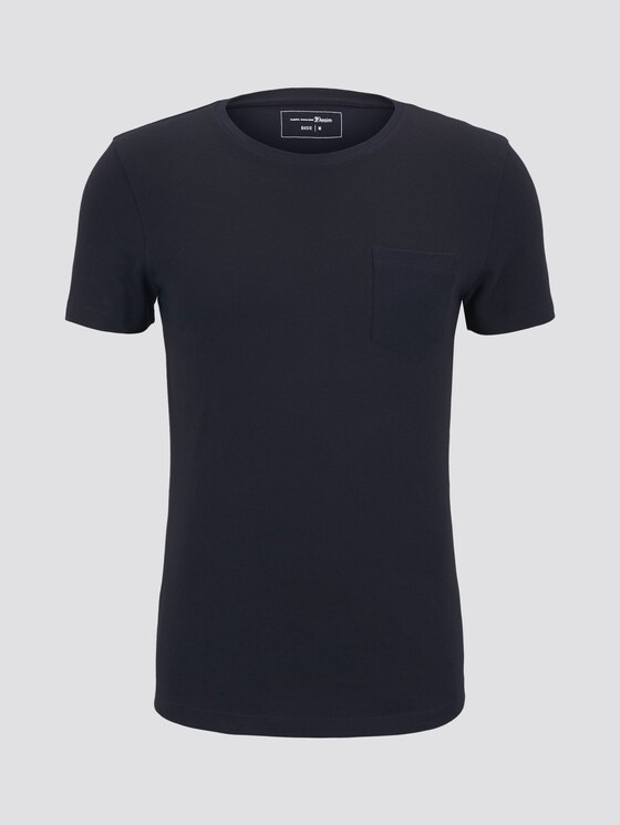Strukturiertes T-shirt mit Brusttasche - Männer - Sky Captain Blue Non-Solid Strukturiertes T-shirt mit Brusttasche - Männer - Sky Captain Blue Non-Solid - 7 - TOM TAILOR Denim