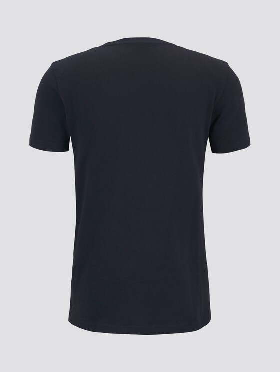 Strukturiertes T-shirt mit Brusttasche - Männer - Sky Captain Blue Non-Solid Strukturiertes T-shirt mit Brusttasche - Männer - Sky Captain Blue Non-Solid - 8 - TOM TAILOR Denim
