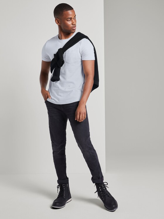 T-shirt met textuur - Mannen - white melange T-shirt met textuur - Mannen - white melange - 3 - TOM TAILOR Denim