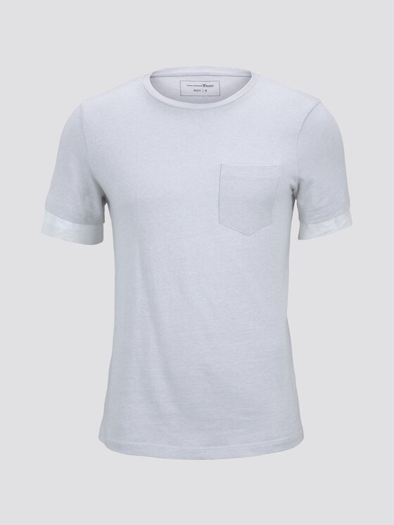 T-shirt met textuur - Mannen - white melange T-shirt met textuur - Mannen - white melange - 7 - TOM TAILOR Denim