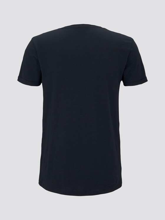 T-Shirt mit schlichtem Print - Männer - Sky Captain Blue Non-Solid T-Shirt mit schlichtem Print - Männer - Sky Captain Blue Non-Solid - 8 - TOM TAILOR Denim