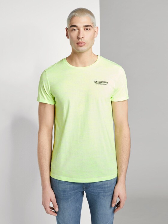 T-Shirt mit schlichtem Print - Männer - white neon green melange T-Shirt mit schlichtem Print - Männer - white neon green melange - 1 - TOM TAILOR Denim