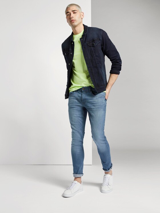 T-Shirt mit schlichtem Print - Männer - white neon green melange T-Shirt mit schlichtem Print - Männer - white neon green melange - 3 - TOM TAILOR Denim