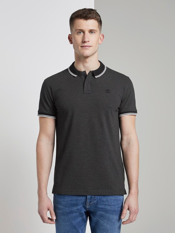 Strukturiertes Poloshirt - Männer - Black Non-Solid Strukturiertes Poloshirt - Männer - Black Non-Solid - 1 - TOM TAILOR Denim