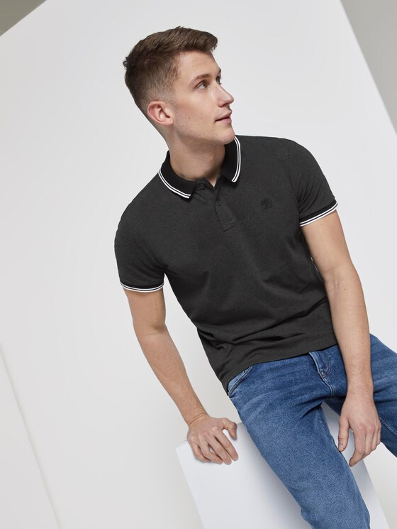 Strukturiertes Poloshirt - Männer - Black Non-Solid Strukturiertes Poloshirt - Männer - Black Non-Solid - 5 - TOM TAILOR Denim