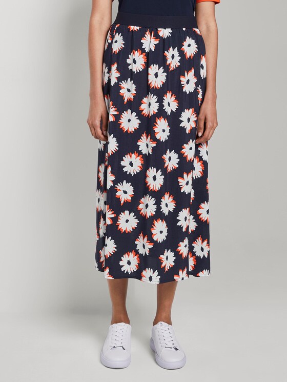 Fließender Rock mit Print - Frauen - navy floral design Fließender Rock mit Print - Frauen - navy floral design - 1 - Mine to five