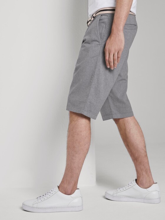Gemusterte Josh Regular Slim Bermuda-Shorts mit Gürtel - Männer - Grey Melange Gemusterte Josh Regular Slim Bermuda-Shorts mit Gürtel - Männer - Grey Melange - 11 - TOM TAILOR