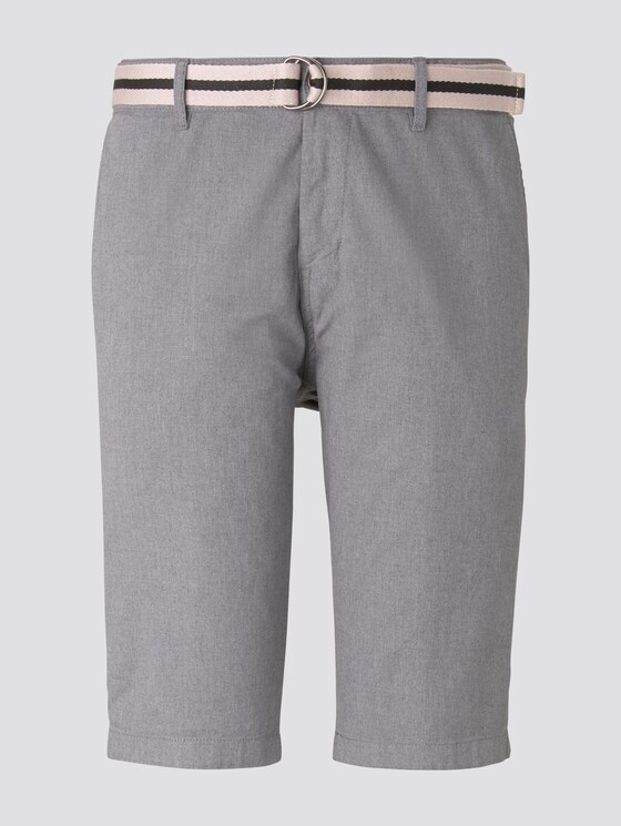Gemusterte Josh Regular Slim Bermuda-Shorts mit Gürtel - Männer - Grey Melange Gemusterte Josh Regular Slim Bermuda-Shorts mit Gürtel - Männer - Grey Melange - 7 - TOM TAILOR