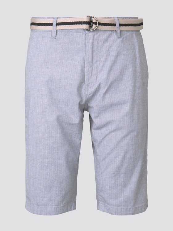 Gemusterte Josh Regular Slim Bermuda-Shorts mit Gürtel - Männer - Light Grey Mélange Stripe Gemusterte Josh Regular Slim Bermuda-Shorts mit Gürtel - Männer - Light Grey Mélange Stripe - 7 - TOM TAILOR