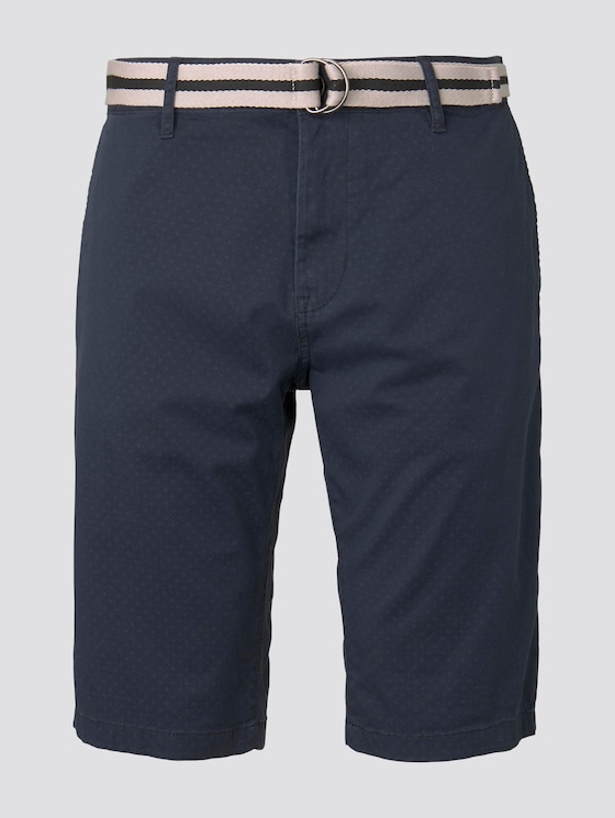 Gemusterte Josh Regular Slim Bermuda-Shorts mit Gürtel - Männer - blue dot minimal design Gemusterte Josh Regular Slim Bermuda-Shorts mit Gürtel - Männer - blue dot minimal design - 7 - TOM TAILOR