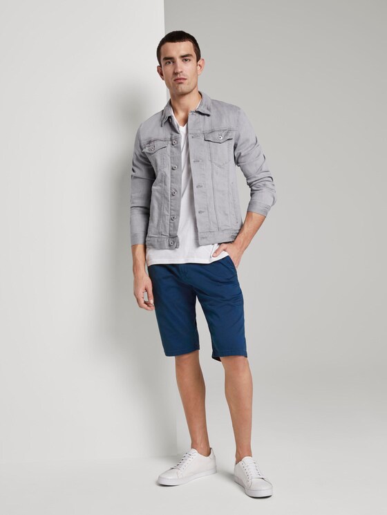 Gemusterte Josh Regular Slim Bermuda-Shorts mit Gürtel - Männer - blue minimal structure check Gemusterte Josh Regular Slim Bermuda-Shorts mit Gürtel - Männer - blue minimal structure check - 3 - TOM TAILOR
