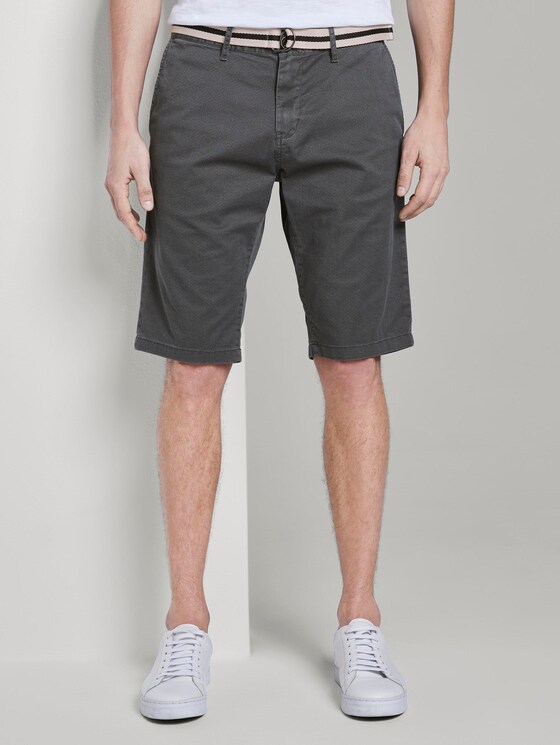 Gemusterte Josh Regular Slim Bermuda-Shorts mit Gürtel - Männer - black rhomb design Gemusterte Josh Regular Slim Bermuda-Shorts mit Gürtel - Männer - black rhomb design - 1 - TOM TAILOR
