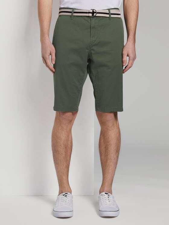 Gemusterte Josh Regular Slim Bermuda-Shorts mit Gürtel - Männer - green rhomb design Gemusterte Josh Regular Slim Bermuda-Shorts mit Gürtel - Männer - green rhomb design - 1 - TOM TAILOR