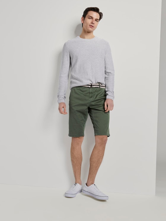 Gemusterte Josh Regular Slim Bermuda-Shorts mit Gürtel - Männer - green rhomb design Gemusterte Josh Regular Slim Bermuda-Shorts mit Gürtel - Männer - green rhomb design - 3 - TOM TAILOR