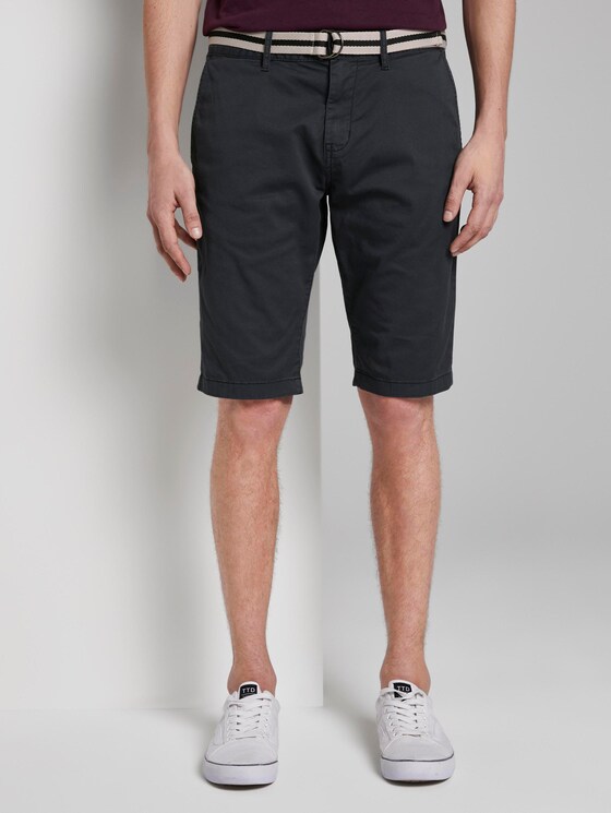 Gemusterte Josh Regular Slim Bermuda-Shorts mit Gürtel - Männer - blue t design Gemusterte Josh Regular Slim Bermuda-Shorts mit Gürtel - Männer - blue t design - 1 - TOM TAILOR