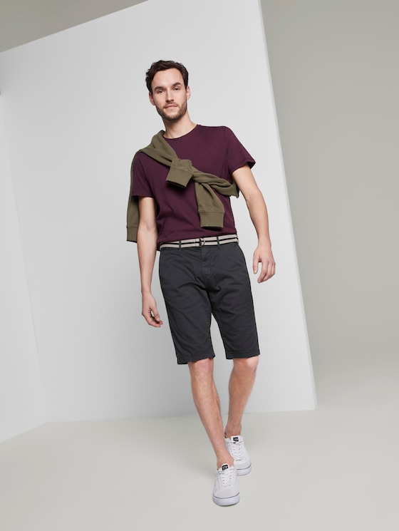 Gemusterte Josh Regular Slim Bermuda-Shorts mit Gürtel - Männer - blue t design Gemusterte Josh Regular Slim Bermuda-Shorts mit Gürtel - Männer - blue t design - 3 - TOM TAILOR