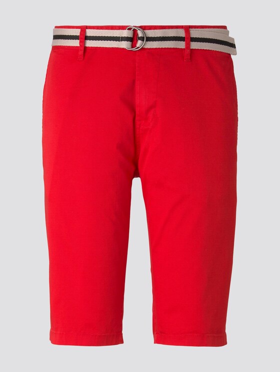 Gemusterte Josh Regular Slim Bermuda-Shorts mit Gürtel - Männer - red bean design Gemusterte Josh Regular Slim Bermuda-Shorts mit Gürtel - Männer - red bean design - 7 - TOM TAILOR