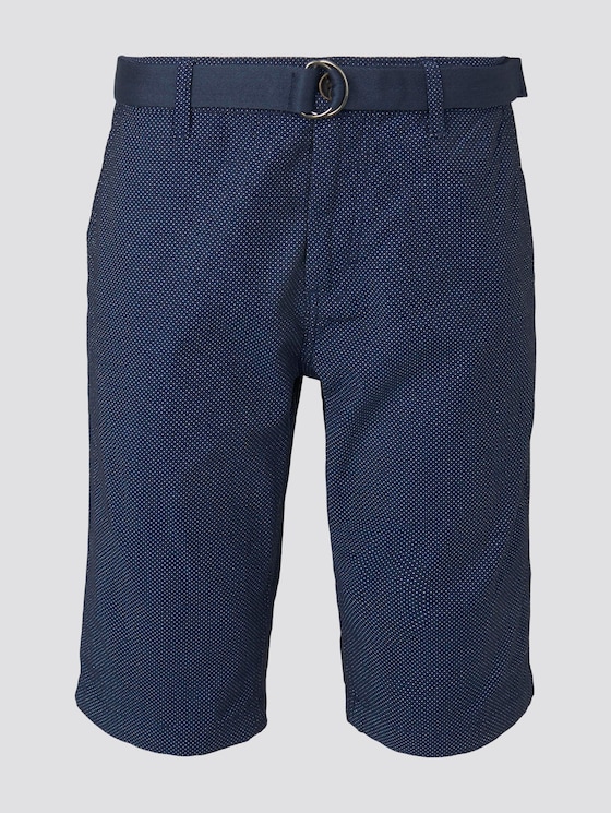 Gemusterte Josh Regular Slim Baumwoll-Shorts mit Gürtel - Männer - Indigo Dots Gemusterte Josh Regular Slim Baumwoll-Shorts mit Gürtel - Männer - Indigo Dots - 7 - TOM TAILOR