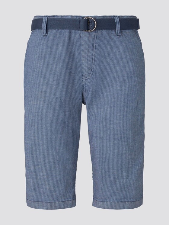 Gemusterte Josh Regular Slim Baumwoll-Shorts mit Gürtel - Männer - indigo zig zag structure Gemusterte Josh Regular Slim Baumwoll-Shorts mit Gürtel - Männer - indigo zig zag structure - 7 - TOM TAILOR
