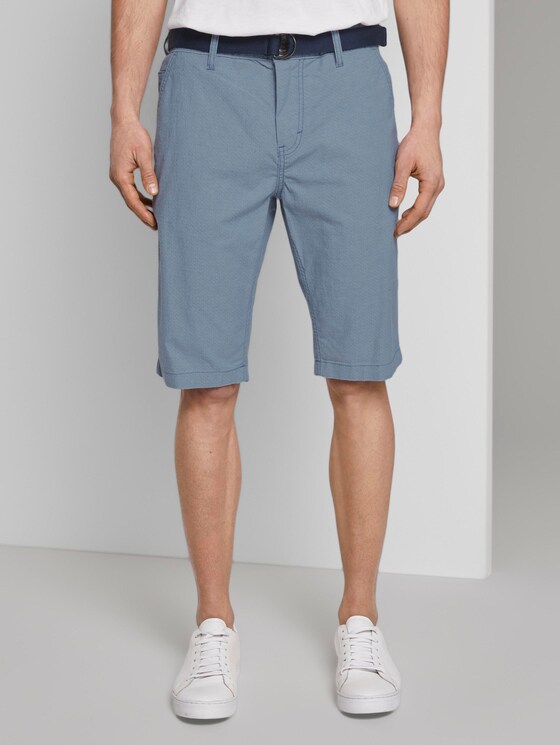 Gemusterte Josh Regular Slim Baumwoll-Shorts mit Gürtel - Männer - light blue tailor design Gemusterte Josh Regular Slim Baumwoll-Shorts mit Gürtel - Männer - light blue tailor design - 1 - TOM TAILOR