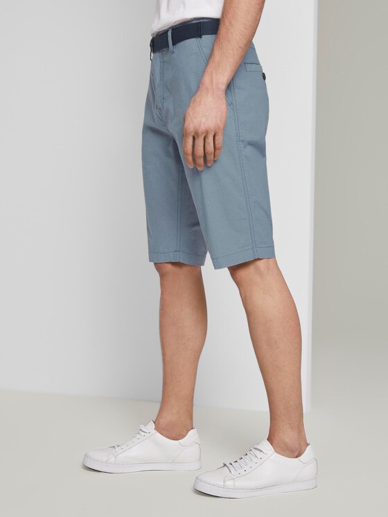 Gemusterte Josh Regular Slim Baumwoll-Shorts mit Gürtel - Männer - light blue tailor design Gemusterte Josh Regular Slim Baumwoll-Shorts mit Gürtel - Männer - light blue tailor design - 11 - TOM TAILOR