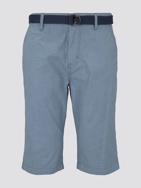 Gemusterte Josh Regular Slim Baumwoll-Shorts mit Gürtel - Männer - light blue tailor design Gemusterte Josh Regular Slim Baumwoll-Shorts mit Gürtel - Männer - light blue tailor design - 7 - TOM TAILOR