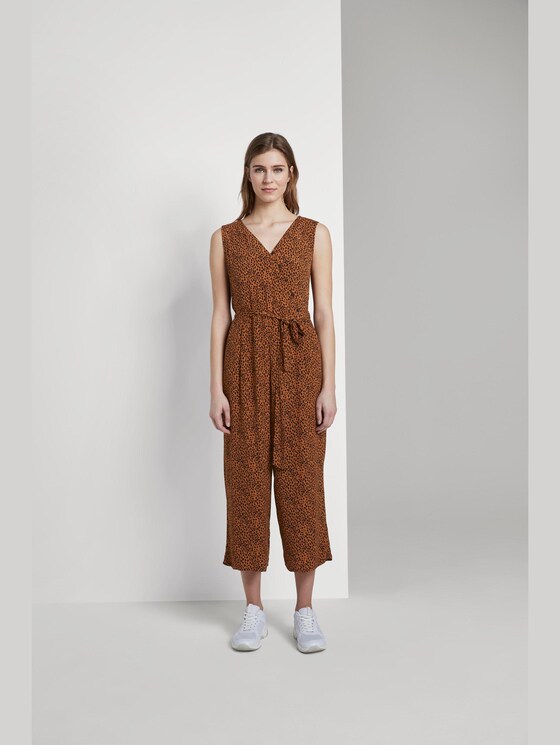Jumpsuit mit Wickeldetail - Frauen - brown leo print Jumpsuit mit Wickeldetail - Frauen - brown leo print - 1 - TOM TAILOR Denim