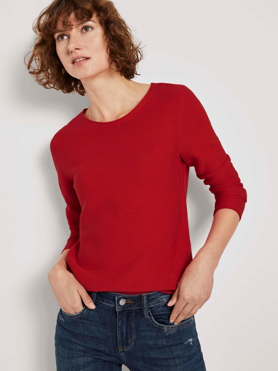 Strickpullover mit Rundhalsausschnitt - Frauen - Strong Red Strickpullover mit Rundhalsausschnitt - Frauen - Strong Red - 5 - TOM TAILOR