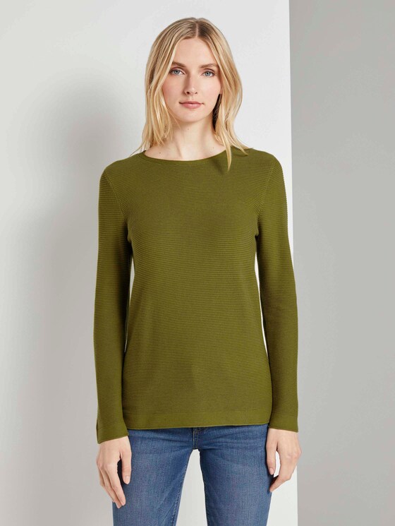 Strickpullover mit Rundhalsausschnitt - Frauen - wood green Strickpullover mit Rundhalsausschnitt - Frauen - wood green - 1 - TOM TAILOR