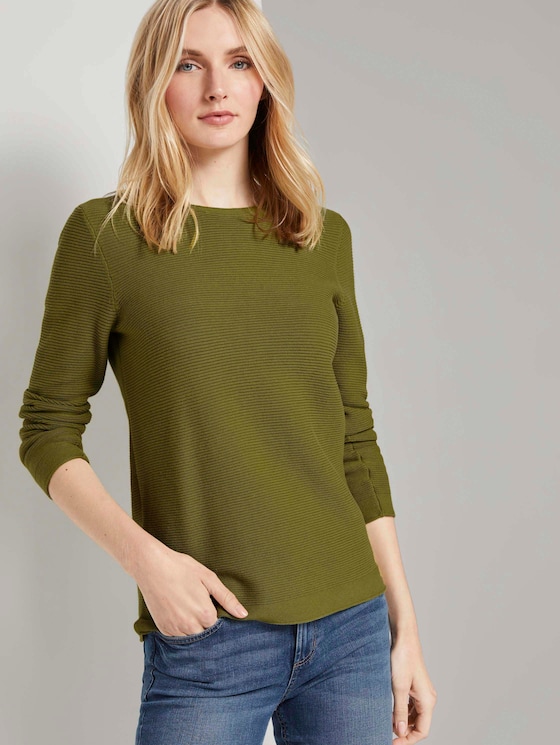 Strickpullover mit Rundhalsausschnitt - Frauen - wood green Strickpullover mit Rundhalsausschnitt - Frauen - wood green - 5 - TOM TAILOR