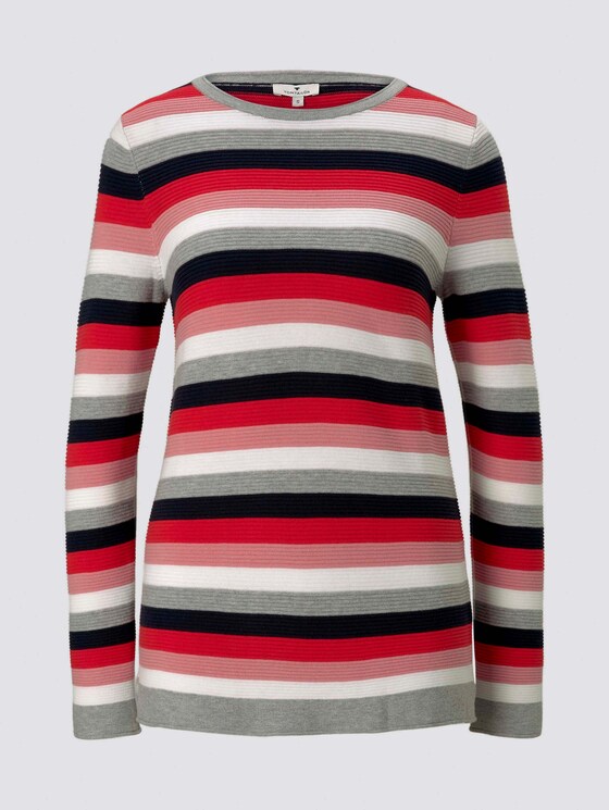 Strickpullover mit Rundhalsausschnitt - Frauen - navy red stripes Strickpullover mit Rundhalsausschnitt - Frauen - navy red stripes - 7 - TOM TAILOR