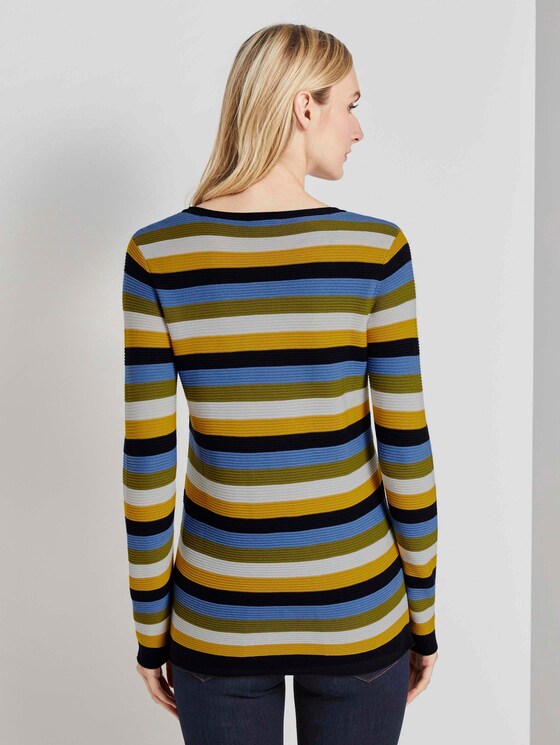 Strickpullover mit Rundhalsausschnitt - Frauen - camel yellow stripes Strickpullover mit Rundhalsausschnitt - Frauen - camel yellow stripes - 2 - TOM TAILOR