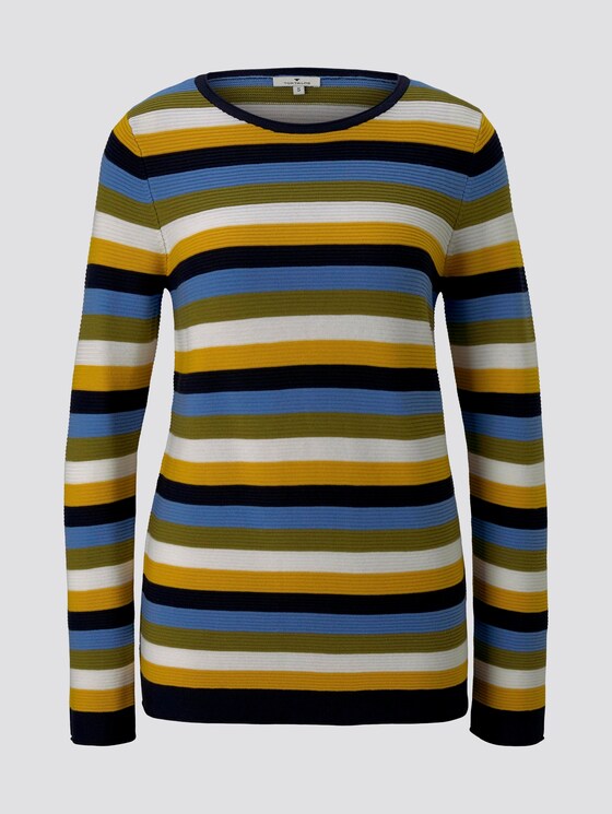 Strickpullover mit Rundhalsausschnitt - Frauen - camel yellow stripes Strickpullover mit Rundhalsausschnitt - Frauen - camel yellow stripes - 7 - TOM TAILOR