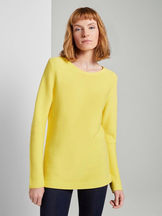 Strickpullover mit Rundhalsausschnitt - Frauen - smooth yellow Strickpullover mit Rundhalsausschnitt - Frauen - smooth yellow - 1 - TOM TAILOR