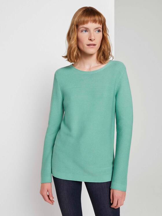Strickpullover mit Rundhalsausschnitt - Frauen - soft leaf green Strickpullover mit Rundhalsausschnitt - Frauen - soft leaf green - 1 - TOM TAILOR