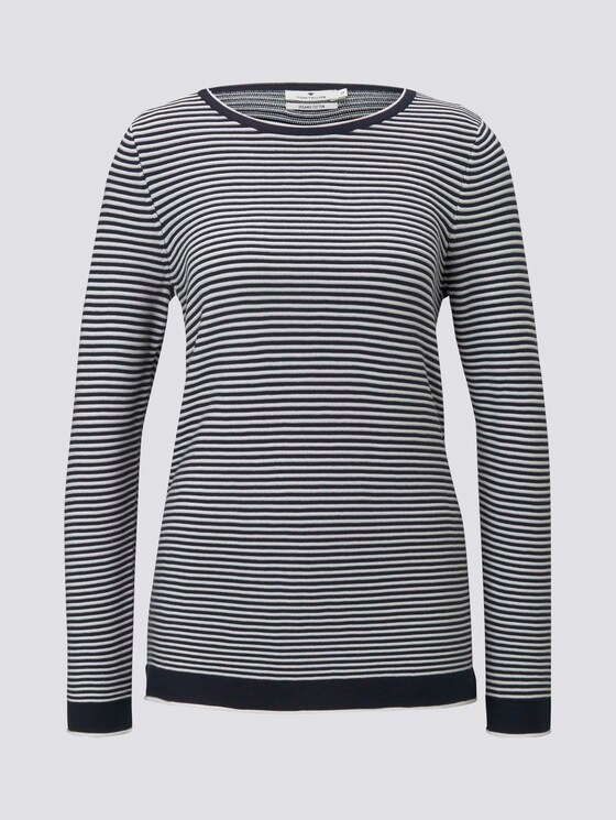 Strickpullover mit Rundhalsausschnitt - Frauen - navy white horizontal stripe Strickpullover mit Rundhalsausschnitt - Frauen - navy white horizontal stripe - 7 - TOM TAILOR