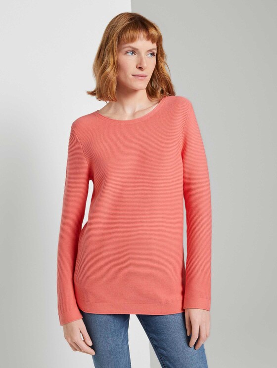 Strickpullover mit Rundhalsausschnitt - Frauen - strong peach tone Strickpullover mit Rundhalsausschnitt - Frauen - strong peach tone - 1 - TOM TAILOR