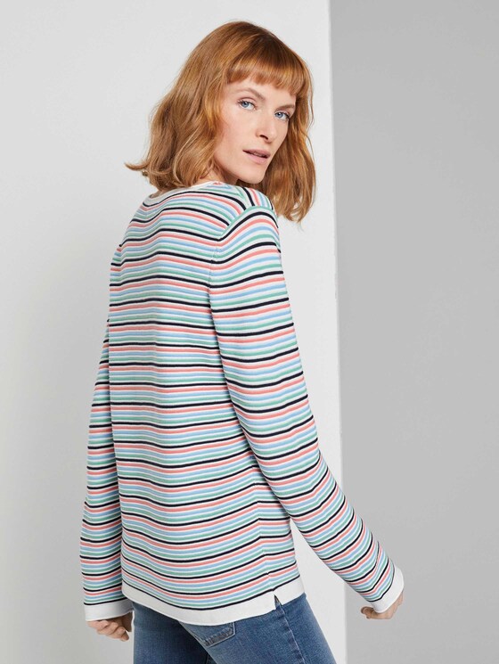 Strickpullover mit Rundhalsausschnitt - Frauen - peach multicolor stripe Strickpullover mit Rundhalsausschnitt - Frauen - peach multicolor stripe - 2 - TOM TAILOR