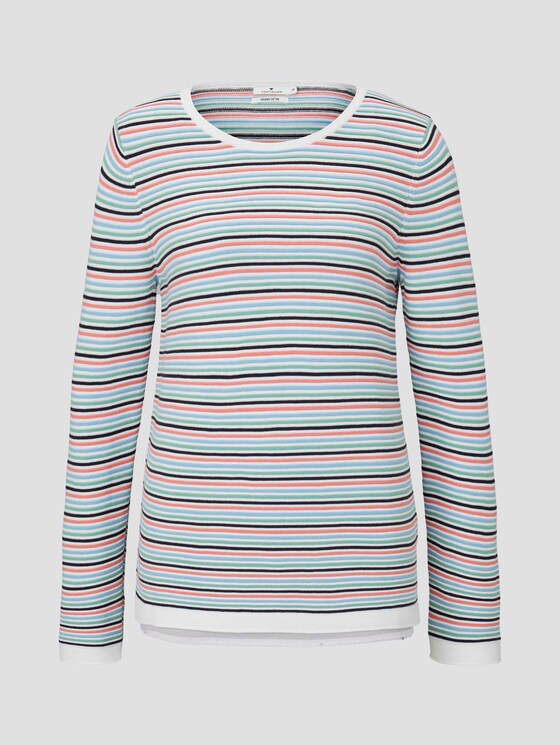 Strickpullover mit Rundhalsausschnitt - Frauen - peach multicolor stripe Strickpullover mit Rundhalsausschnitt - Frauen - peach multicolor stripe - 7 - TOM TAILOR