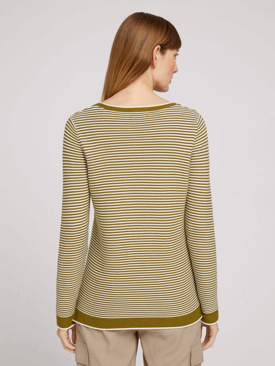 simple sweatshirt - Women - offwhite green ottoman stripe simple sweatshirt - Women - offwhite green ottoman stripe - 2 - TOM TAILOR