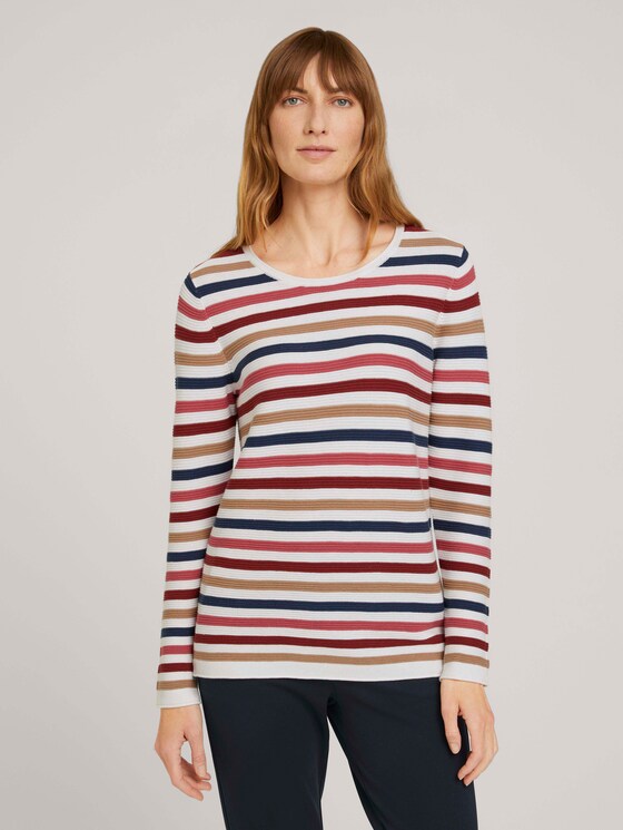 simple sweatshirt - Women - multicolor ottoman stripe simple sweatshirt - Women - multicolor ottoman stripe - 1 - TOM TAILOR