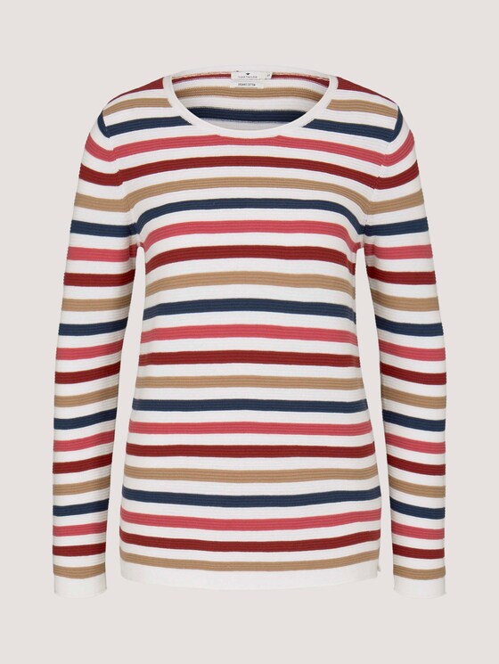 simple sweatshirt - Women - multicolor ottoman stripe simple sweatshirt - Women - multicolor ottoman stripe - 7 - TOM TAILOR